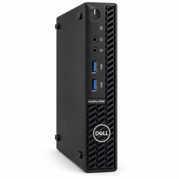 Dell OptiPlex 3080 Micro σε λευκό φόντο — ψηφιακή απεικόνιση βάσει του πραγματικού προϊόντος