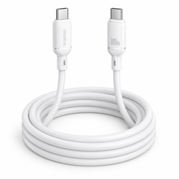 Baseus Silky Καλώδιο USB-C σε USB-C 100W 2m Λευκό – ψηφιακή απεικόνιση